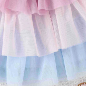 Girls Blue Smocked Sleeveless Layered Dress Casual Dresses