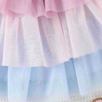 Girls Blue Smocked Sleeveless Layered Dress Casual Dresses