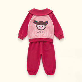 Girls Red Graphic Long Sleeve Sweatshirt With Pants Sets 2 pc. Sets