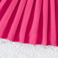 Girls Fuchsia Floral Applique Top With Camisole Top & Pleated Skirt Sets 3 pc. Sets