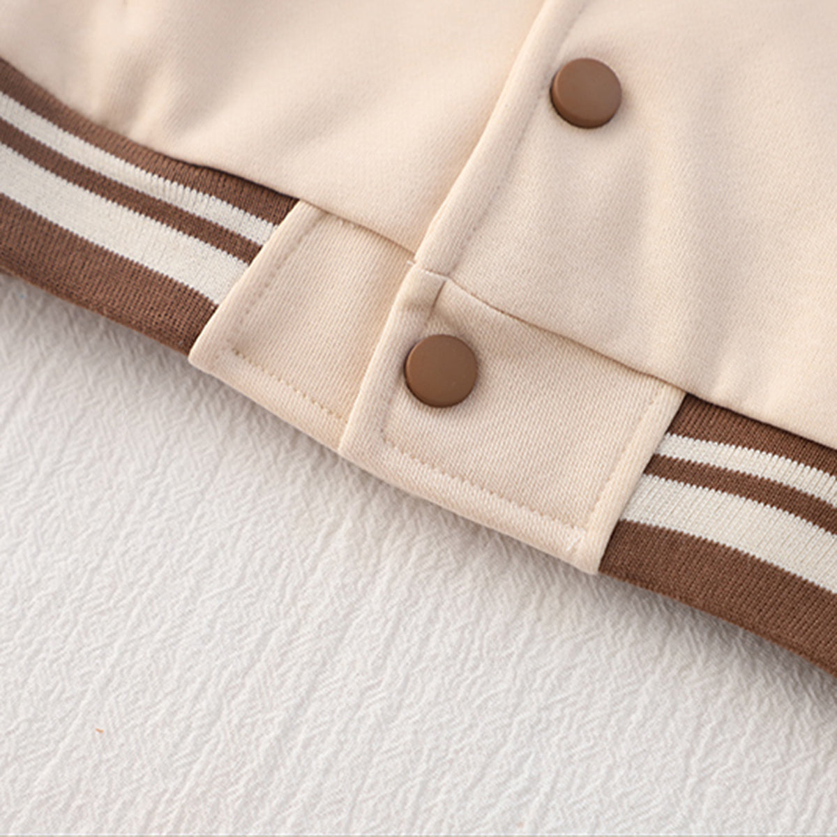 Boys Brown Solid Varsity Jacket With Printed T-Shirt & Joggers Set Sets
