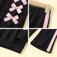 Girls Black Bow Applique Sweatshirt & Pants Sets 2 pc. Sets