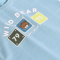 Boys Light Blue Bear Motif Short Sleeve T-Shirt With Shorts Sets Sets