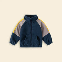 Boys Multicolor Colorblocked Fleece Zip-up Jacket Coats & Jackets