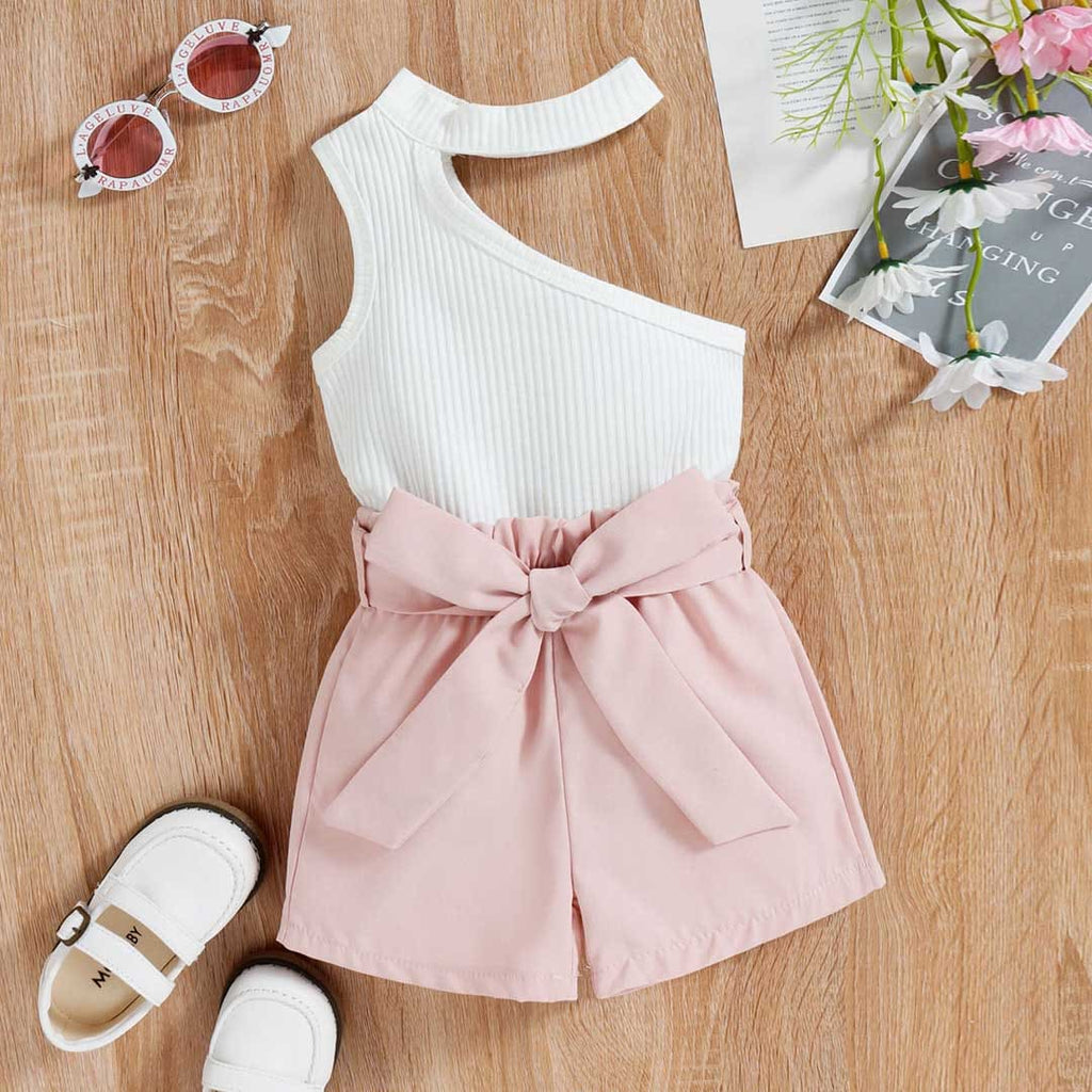 Girls Halter Neck Top With Shorts Set