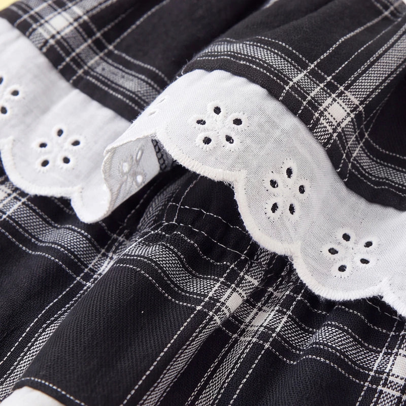 Girls Black Checked Flared Skirt Skirts