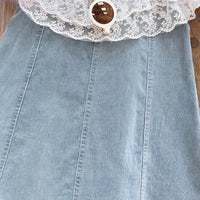 Girls Light Blue Sleeveless A-line Denim Dress Casual Dresses
