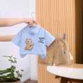 Boys Light Blue Cat Appliqued Short Sleeves Shirt With Shorts Set 2 pc. Sets Light Blue 1-2 Y