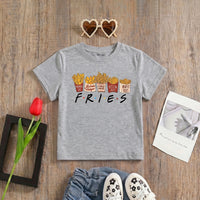 Girls Grey Fries Graphic Short Sleeve T-Shirt Tshirts Grey 1-2 Y