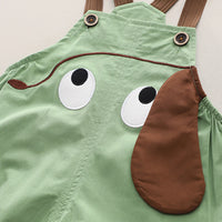 Boys Green Dog Motif Striped Short Sleeve T-Shirt With Dungaree Sets 2 pc. Sets