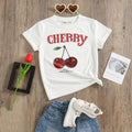 Girls White Cherry Print Short Sleeve T-Shirt Tshirts White 1-2 Y