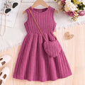 Girls Pink Textured Sleeveless A-line Dress Casual Dresses Pink 3-4 Y