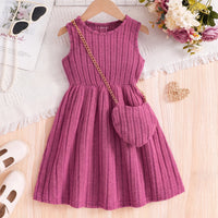 Girls Pink Textured Sleeveless A-line Dress Casual Dresses Pink 3-4 Y