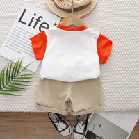 Boys White Car Print Short Sleeve T-Shirt With Elasticated Shorts Set 2 pc. Sets