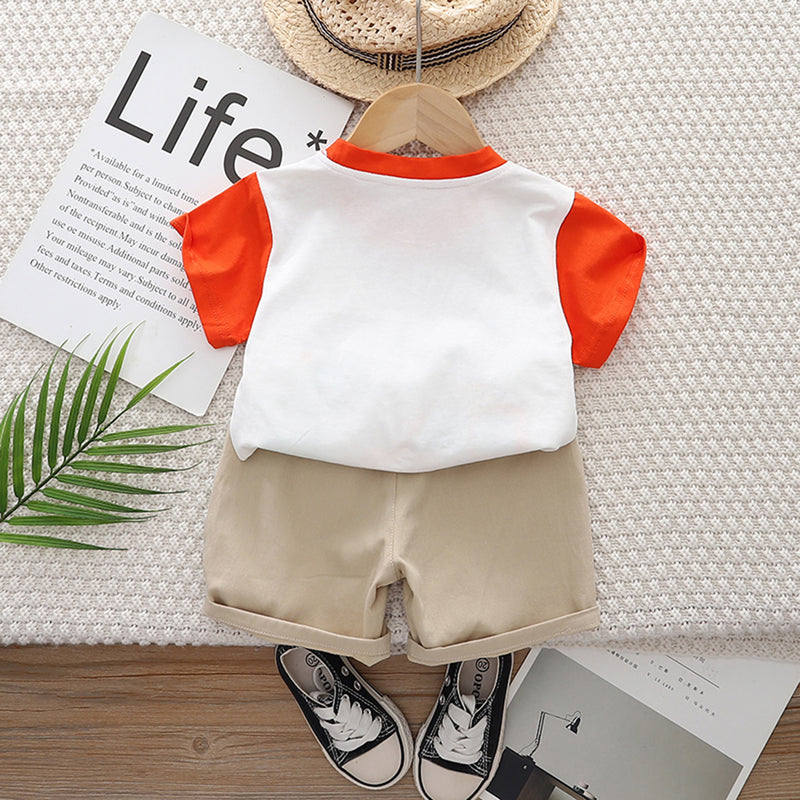Boys White Car Print Short Sleeve T-Shirt With Elasticated Shorts Set 2 pc. Sets