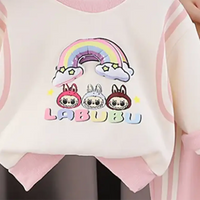 Girls Pink Graphics Printed Sweatshirt With Jogger Sets Sets