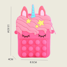 Girls Fuchsia Silicone Pop-It Unicorn Sling Bag Trending Accessories