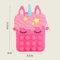 Girls Fuchsia Silicone Pop-It Unicorn Sling Bag Trending Accessories