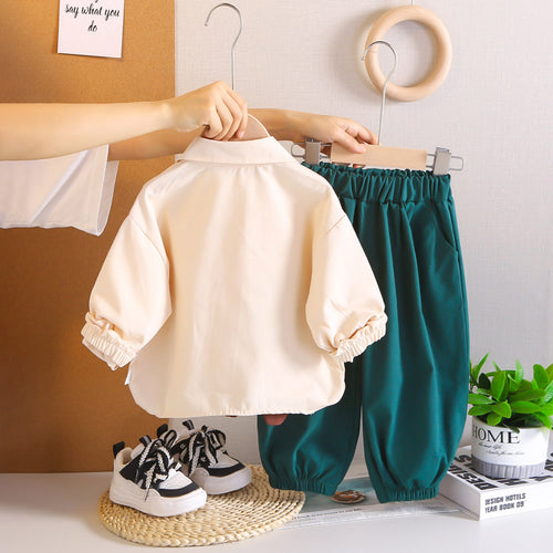 Girls Embroidered Long Sleeves Shirt With Green joggers Set 2 pc. Sets