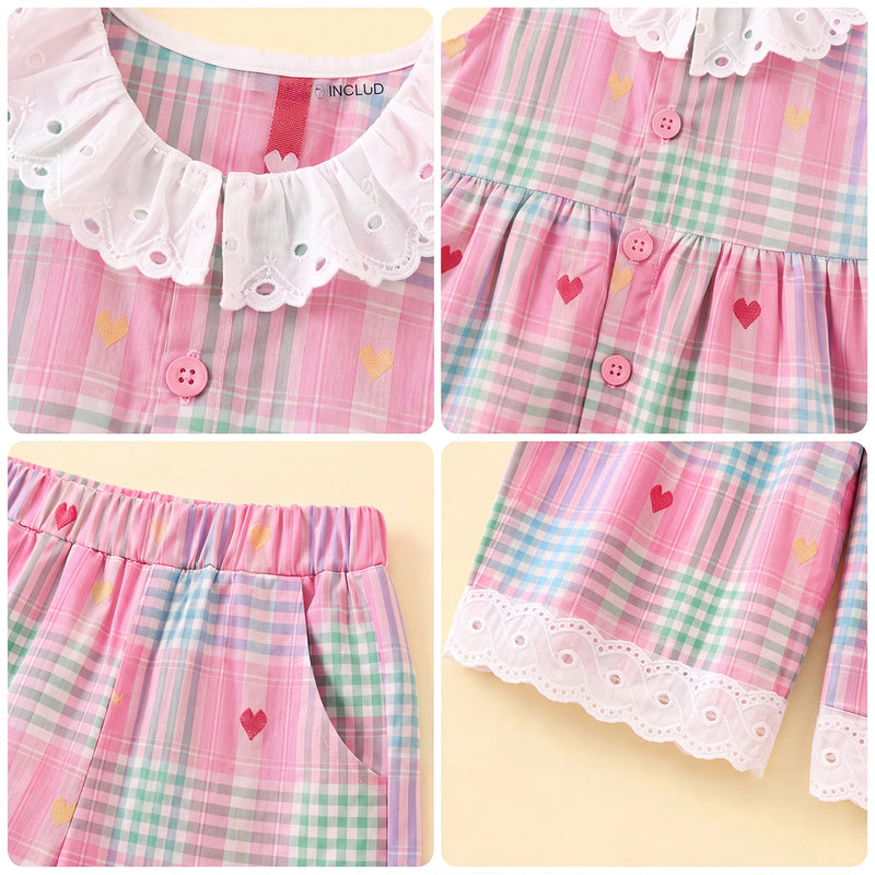 Girls Multicolour Checked Sleeveless Top With Pants Sets 2 pc. Sets