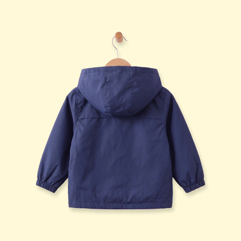Boys Navy Blue Hooded Zip-up Jacket Coats & Jackets