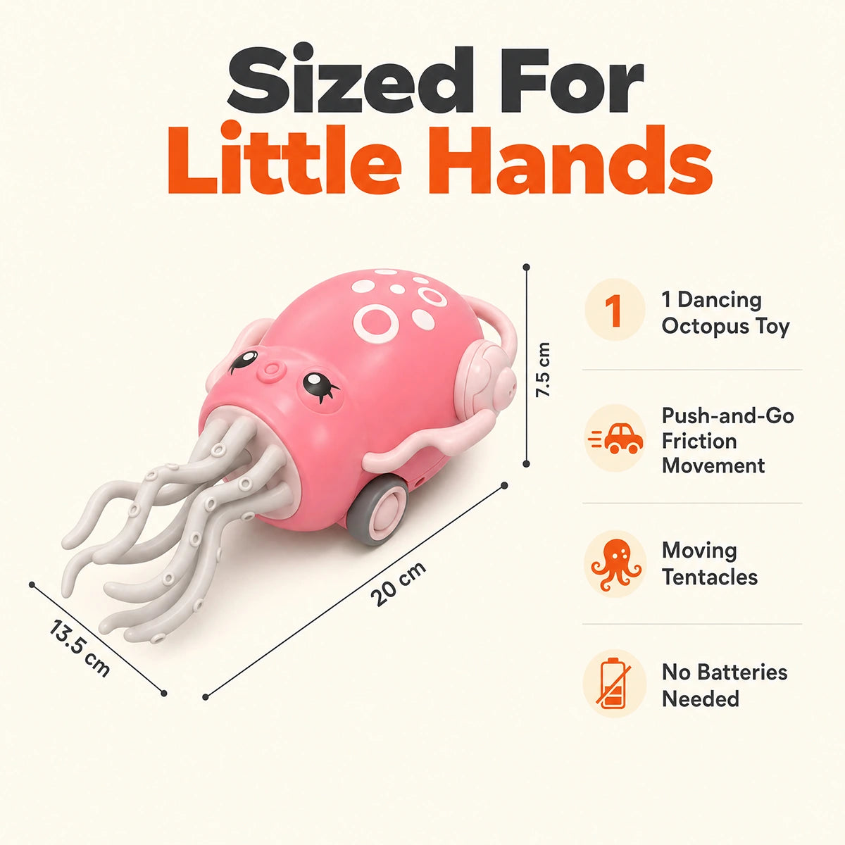 Pink Dancing Octopus Push & Go Toy for Kids Trending Accessories