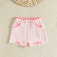 Girls Bow Applique Sleeveless Top With Pink Shorts Set Sets