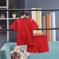 Boys Red Colorblocked Short Sleeve T-Shirt With Shorts Sets 2 pc. Sets