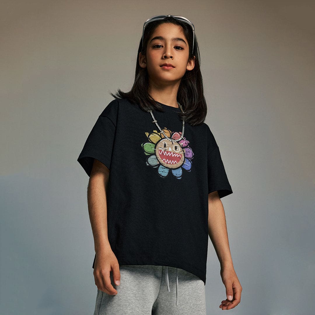 Boys Printed Oversize T-Shirt Tshirts Black 2-3 Y 