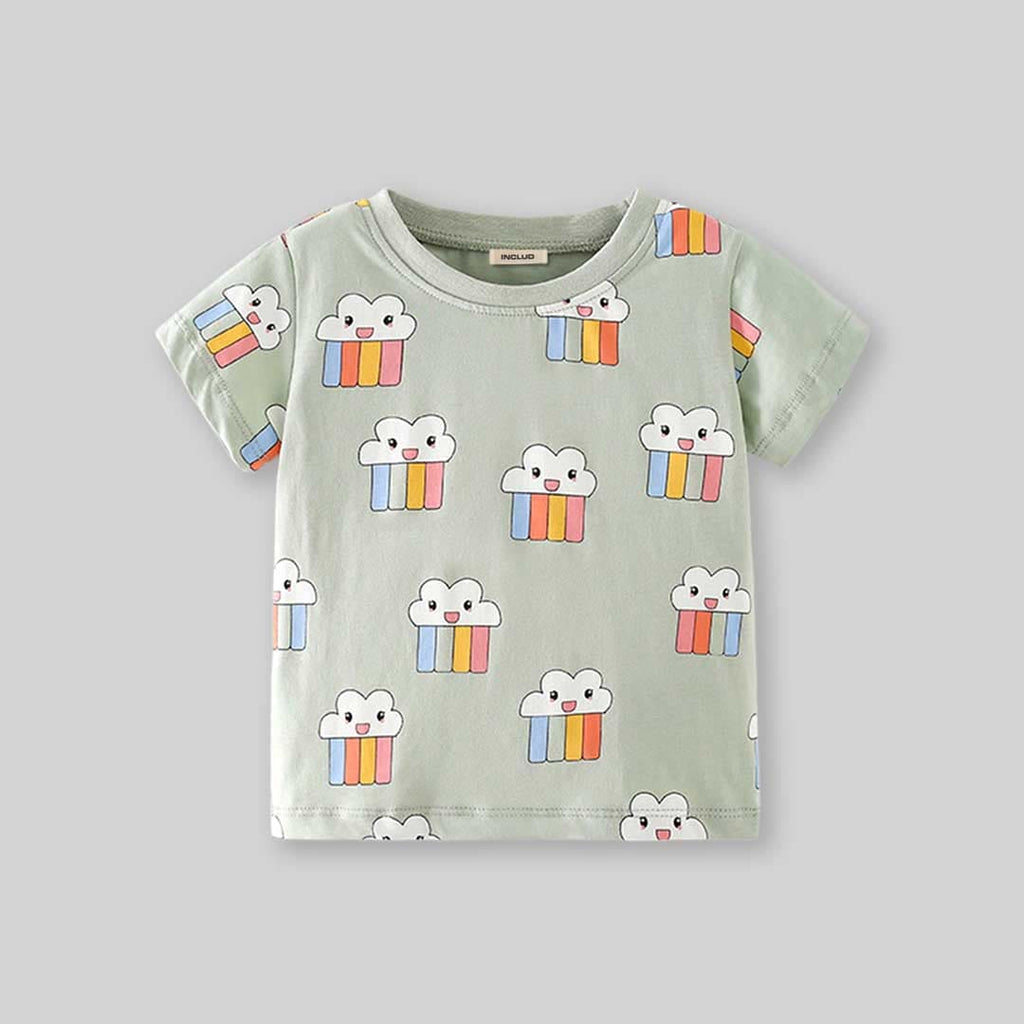 Girls Graphic Print Short Sleeves T-shirt Tshirts   
