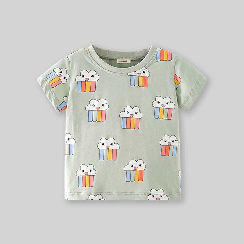 Girls Graphic Print Short Sleeves T-shirt Tshirts   