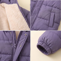 Girls Purple Fleece-Lined Hooded Puffer Jacket Coats & Jackets