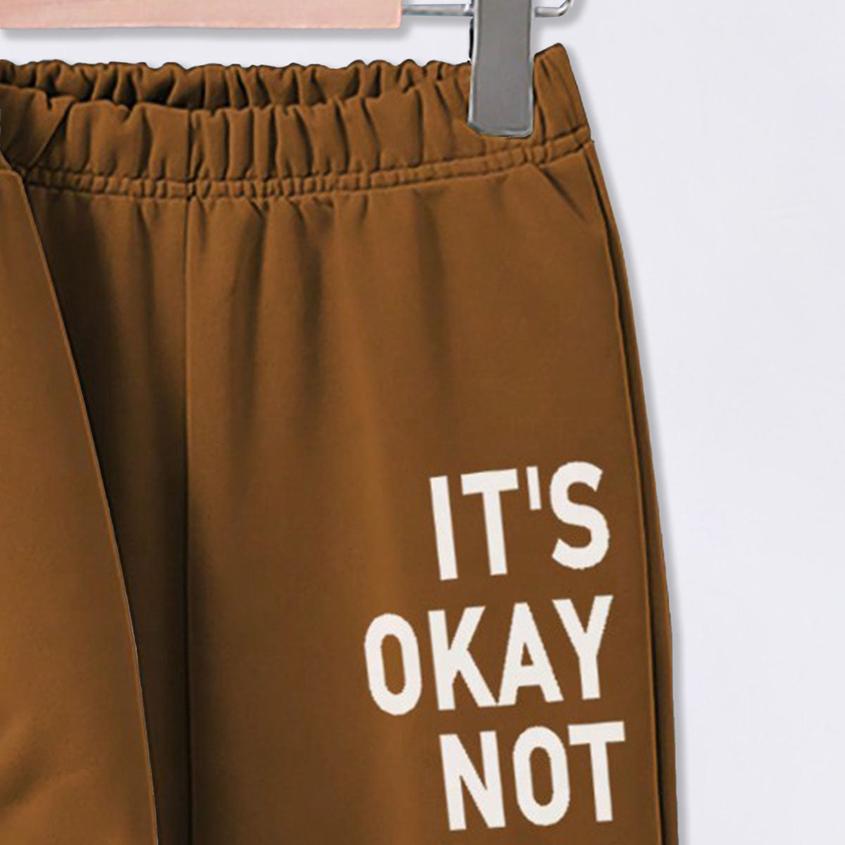 Boys Brown Typographic Printed Sweatshirt With Sling Bag & Jogger Sets Sets