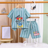 Boys Sea Green Avengers Characters T-Shirt With Elasticated Shorts Sets
