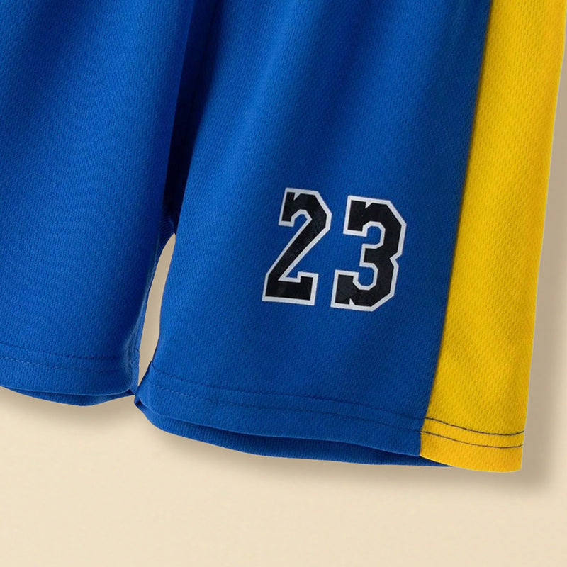 Boys Blue Sleeveless Printed V-Neck T-Shirt With Shorts Set 2 pc. Sets