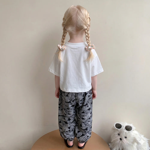 Girls White Short Sleeve Zebra Print T-Shirt With Pants Sets 2 pc. Sets