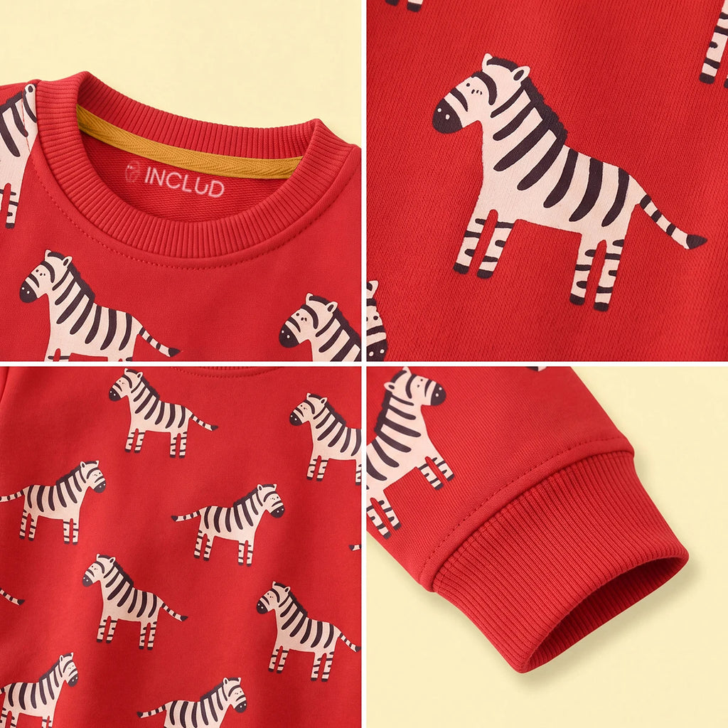 Boys Red Long Sleeve Animal Print Sweatshirt Sweatshirts & Hoodies