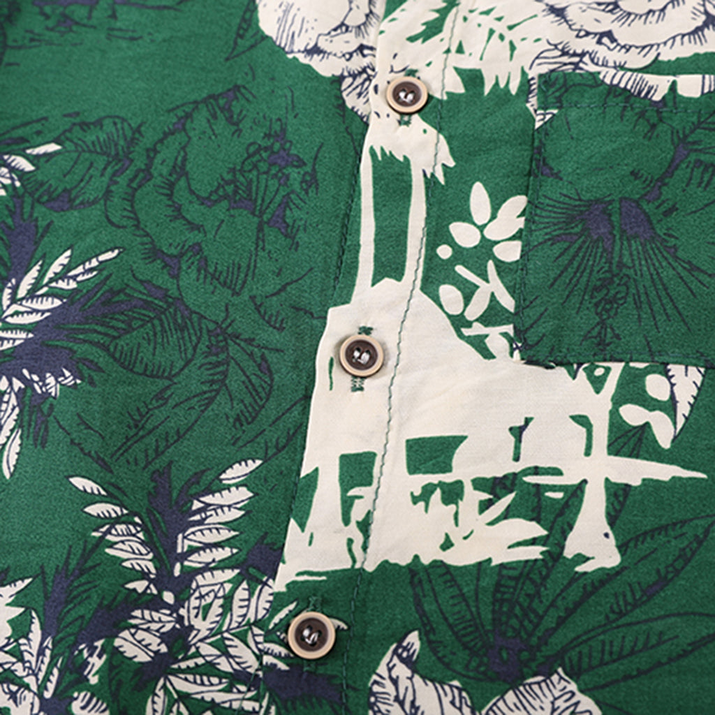 Boys Green Tropical Print Short Sleeve Shirt With Shorts Set 2 pc. Sets