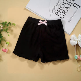 Girls Elasticated Shorts With Bow Shorts Black 1-2 Y 
