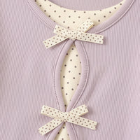 Girls Purple Polka Dot Printed Top With Denim Pants Sets Sets