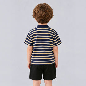 Boys Navy Striped Short Sleeve T-Shirt With Shorts Sets 2 pc. Sets