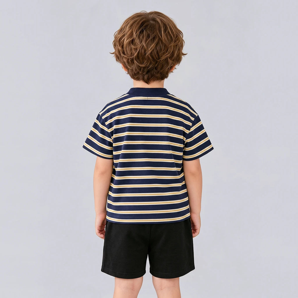 Boys Navy Striped Short Sleeve T-Shirt With Shorts Sets 2 pc. Sets