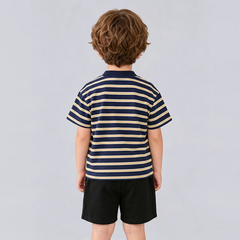 Boys Navy Striped Short Sleeve T-Shirt With Shorts Sets 2 pc. Sets