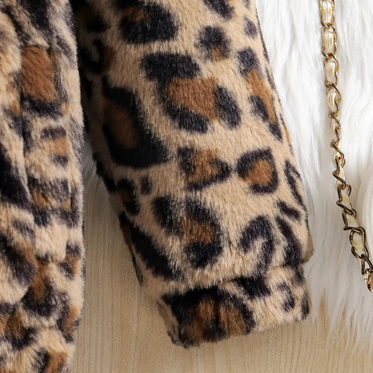 Girls Brown Leopard Print Polar Fleece Hooded Zipper Jacket Coats & Jackets