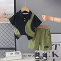 Boys Green Colourblocked Polo T-Shirt With Shorts Sets Sets Green 1-2 Y
