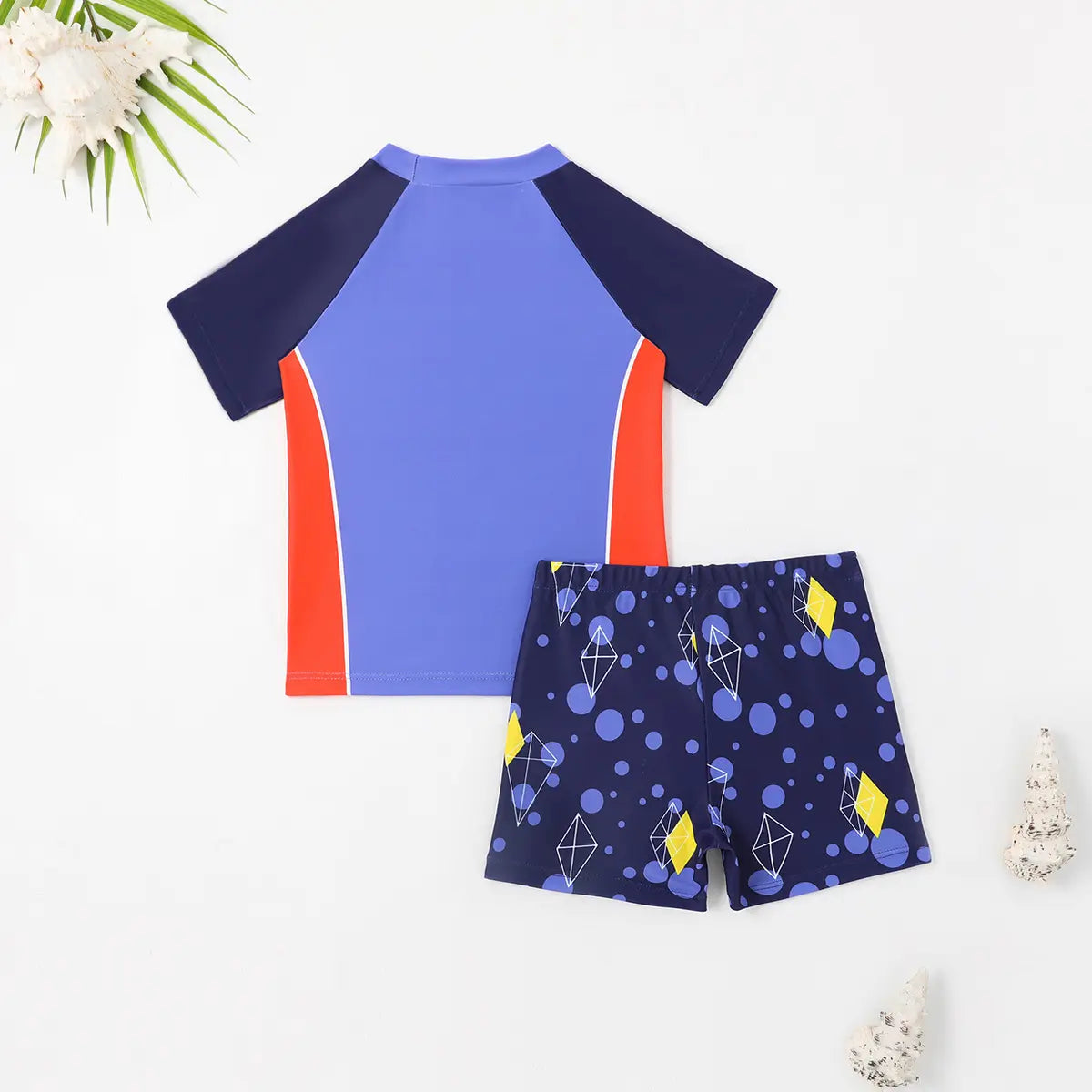 Boys Blue Graphics T-Shirt With Shorts Swimwear Sets Beachwear