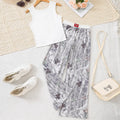 Girls White Sleeveless Tank Top with Leaf Printed Wide Leg Pants Sets Sets White 7-8 Y