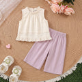 Girls Off White Self-Design Sleeveless Top With Pants Sets 2 pc. Sets Off White 1-2 Y