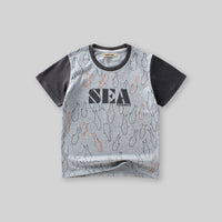 Boys Printed Short Sleeves T-Shirt Tshirts Gray 6-7 Y 