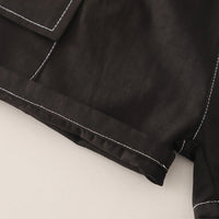 Boys Black Checked Shirt With Shorts & Sling Bag Sets Sets